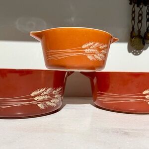 Vintage “Autumn Harvest” Pyrex Cinderella Casserole Dishes- Set of 3